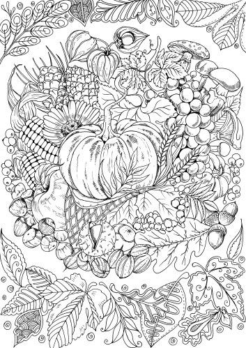Table Full of Harvest | Coloring ToledoCity | turkey thanksgiving coloring pages