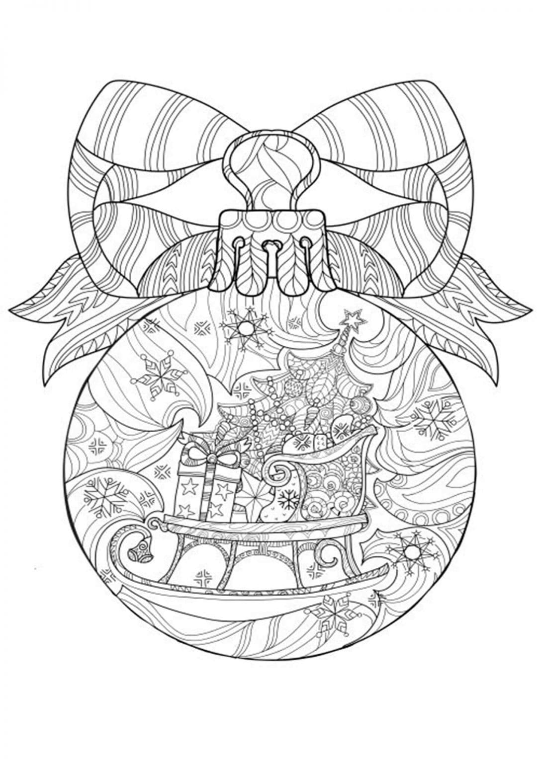 A Christmas Ball | easy christmas coloring pages | cute christmas coloring pages
