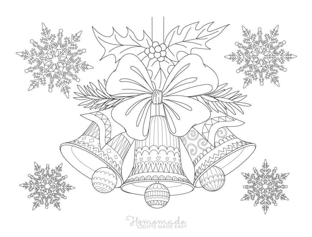 Christmas Bells | easy christmas coloring pages | cute christmas coloring pages