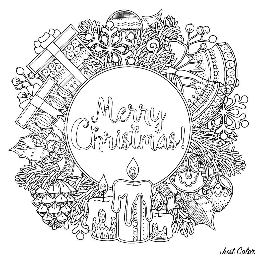 Christmas Wreath | christmas coloring pages for adults | christmas coloring pages pdf
