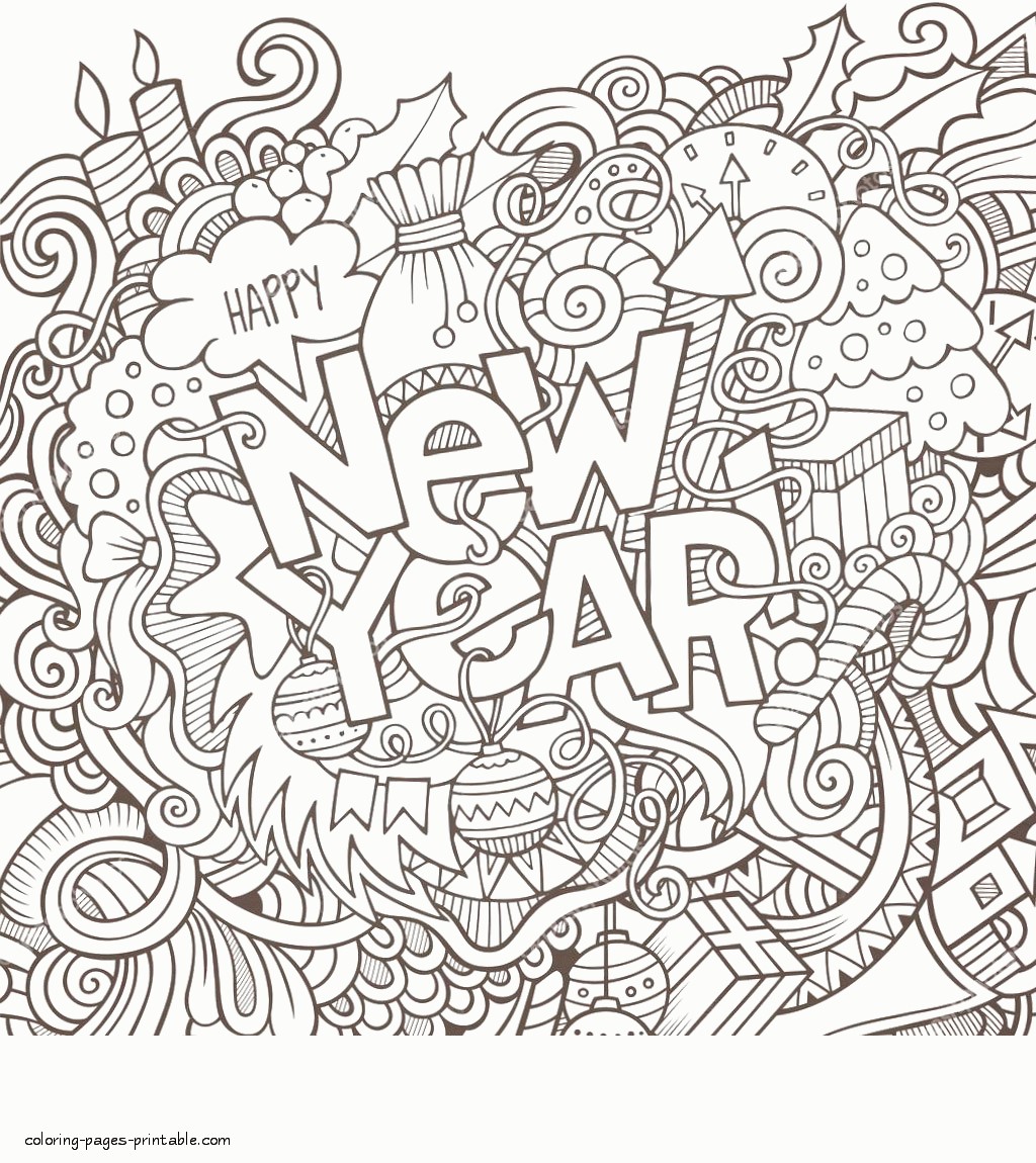 20 Happy New Year Coloring Pages for Adults   Happier Human