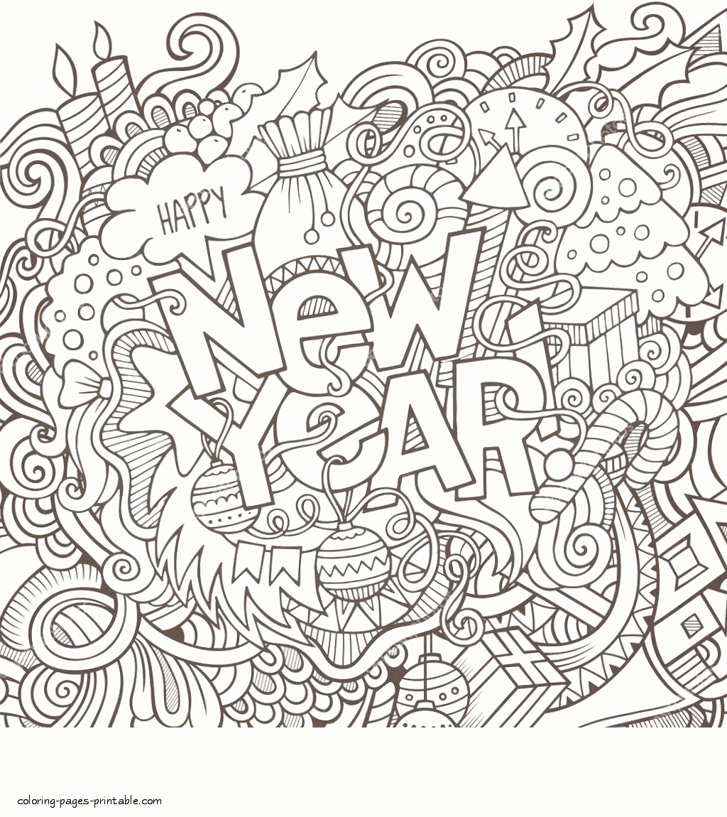25 Happy New Year Coloring Pages for Adults Happier Human