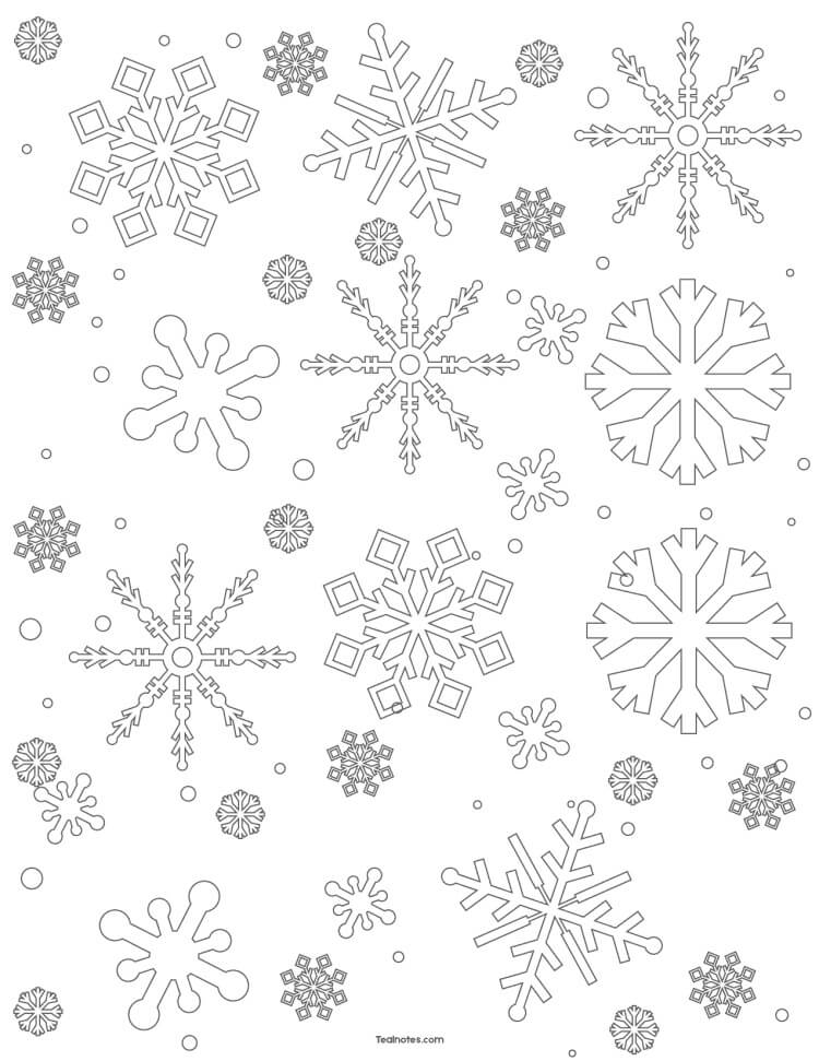 A Flurry of Snowflakes | unicorn coloring pages | snowflake coloring pages for adults