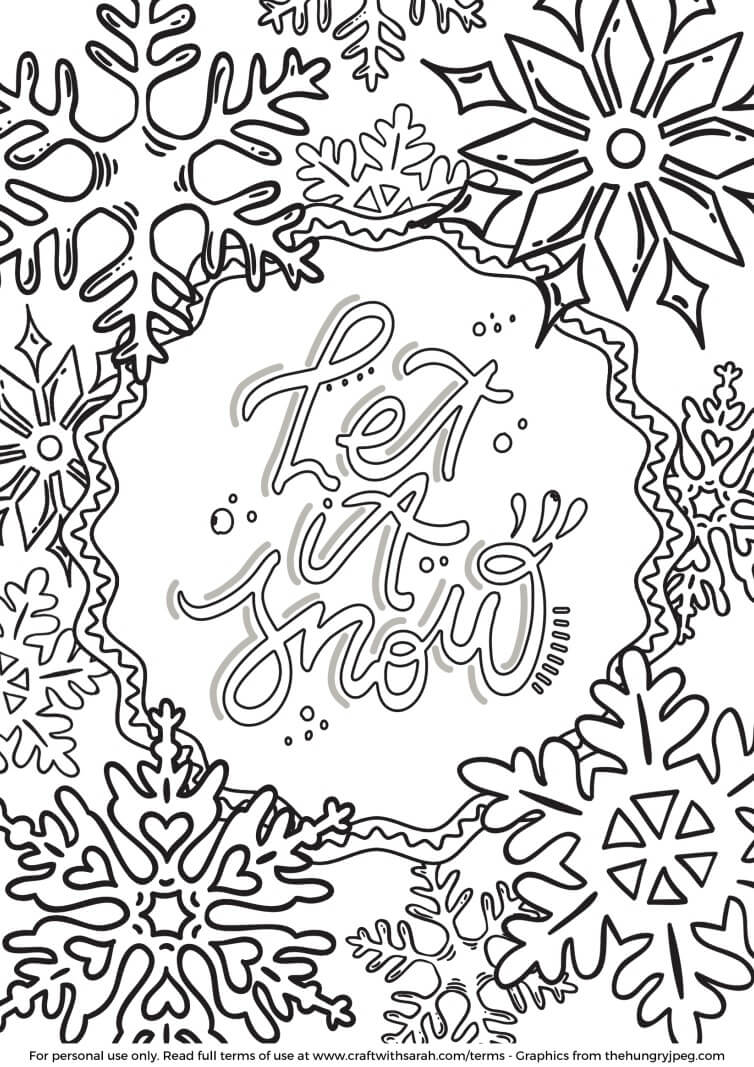 Let It Snow | snowflake free coloring pages | snowflake coloring pages for adults