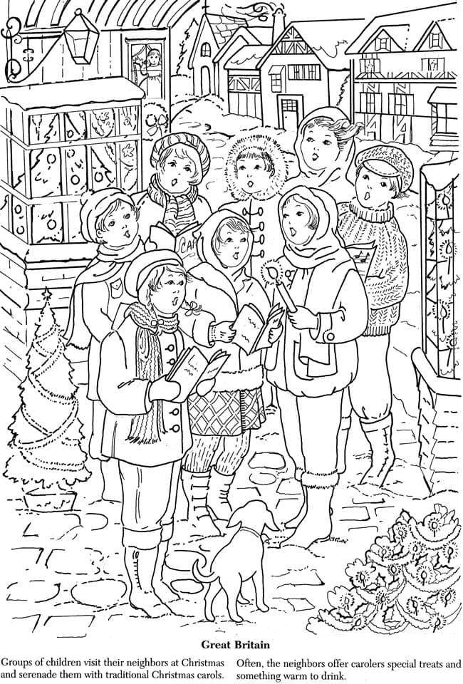 Sing a Christmas Carol | christmas ornaments coloring pages | christmas wreath coloring pages