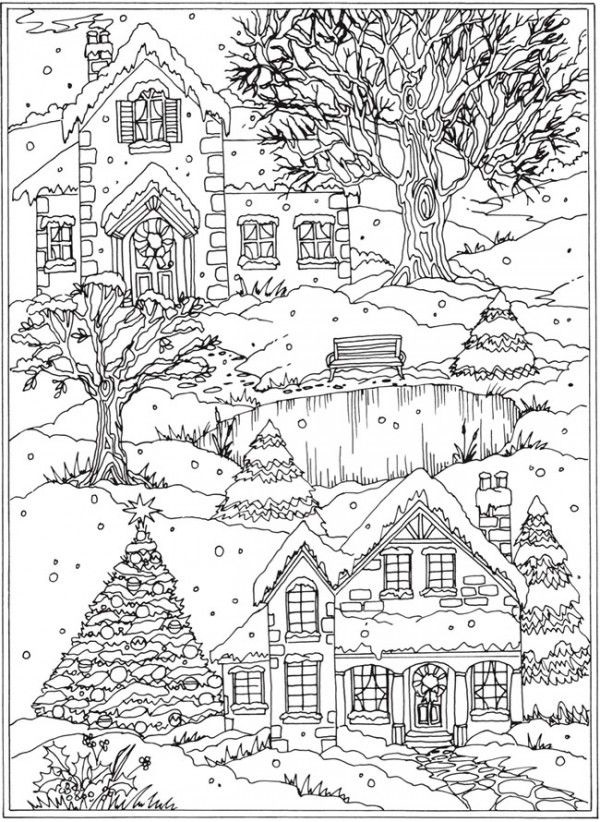 snowy coloring page