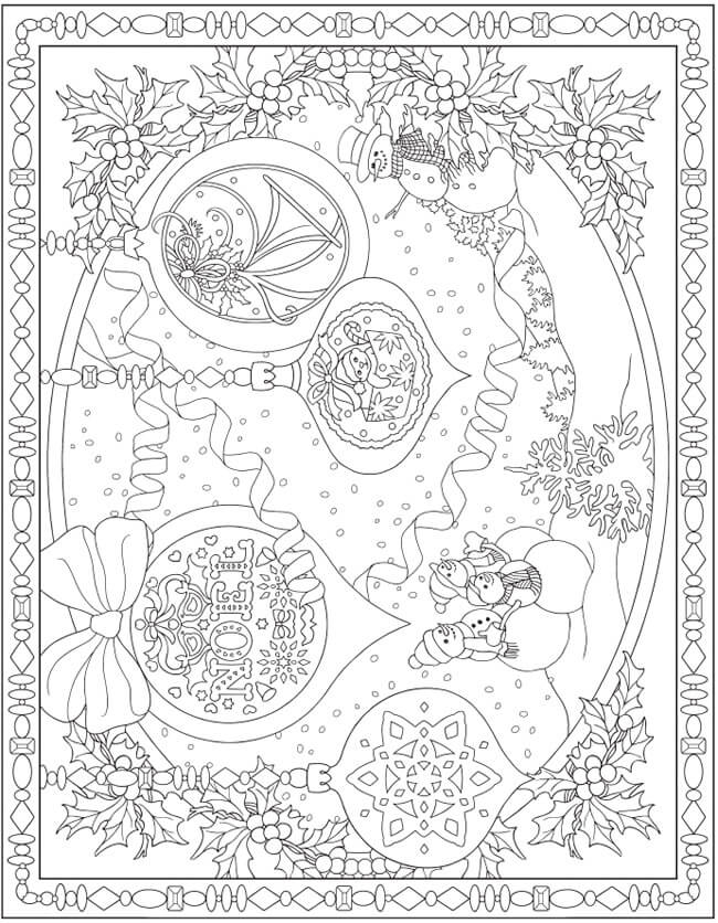 Winter Ornaments | christmas elf coloring pages | christmas cat coloring pages
