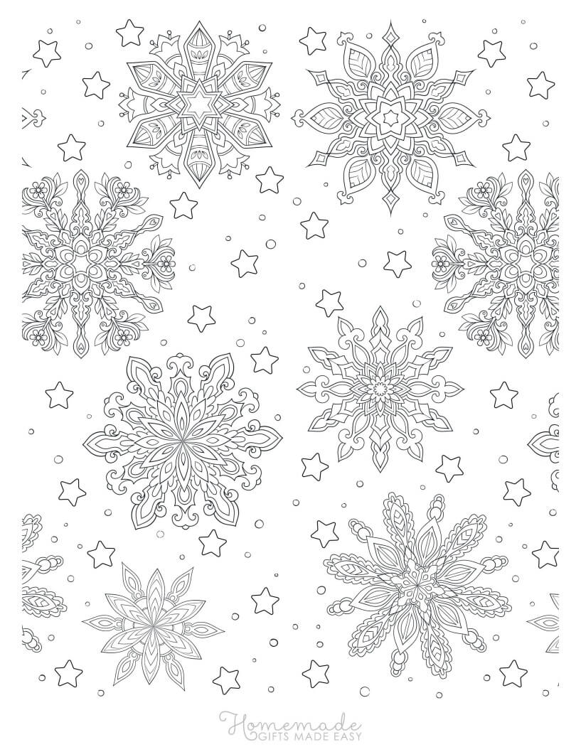 Winter Snowflakes | christmas coloring pages easy | christmas coloring pages elf