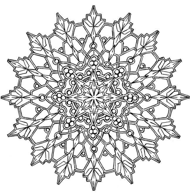 Detailed Snowflake | snowflake free coloring pages | snowflake coloring pages for adults 