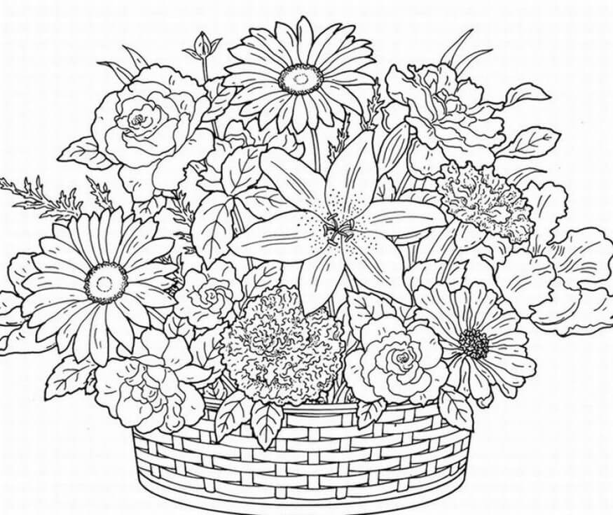 simple flower coloring pages for adults | flower coloring pages for adults | butterfly and flower coloring pages for adults