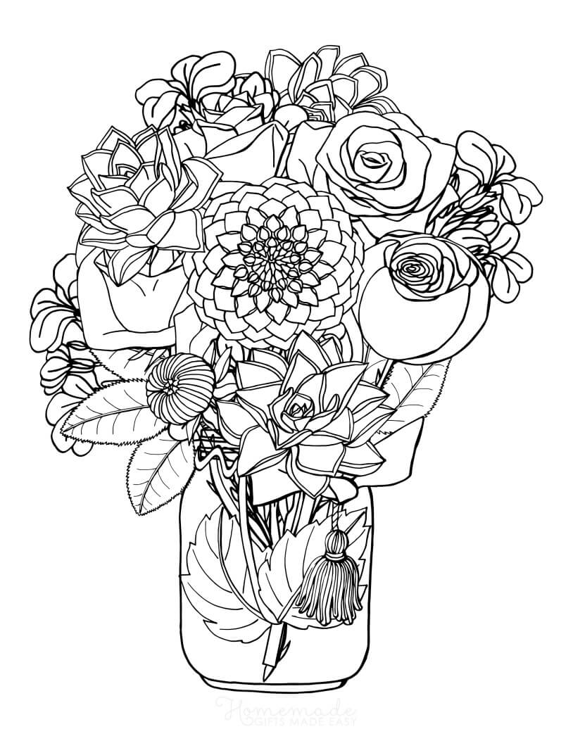 detailed flowers coloring pages | coloring pages of flowers and butterflies | relaxation flower coloring pages for adults