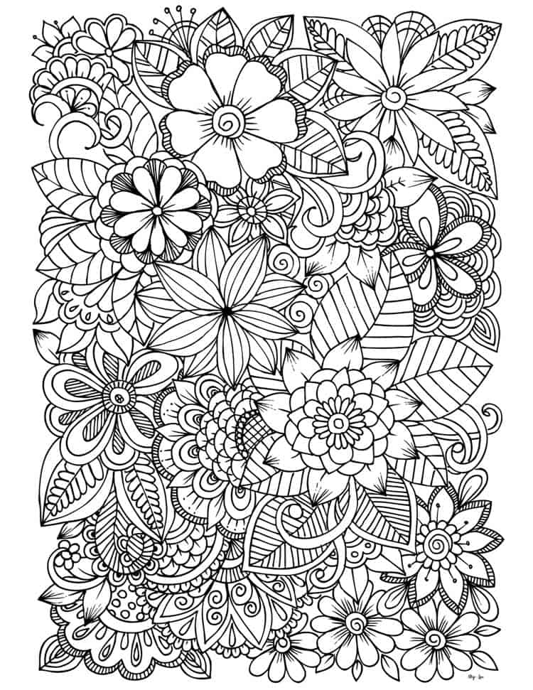 beautiful flower flower coloring pages for adults | flower coloring pages for adults color | flower coloring pages printable