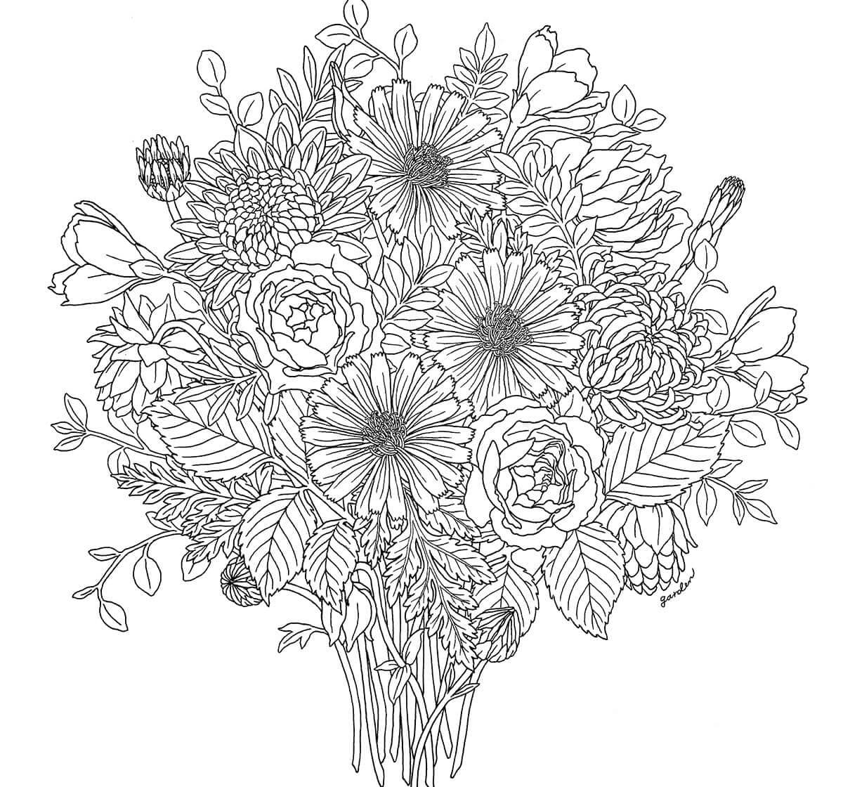 beautiful flower flower coloring pages for adults | flower mandala coloring pages for adults | flower garden coloring pages for adults