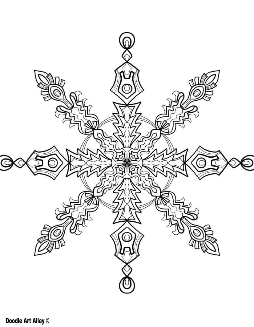 Snowflake Mandala 8th | free snowflake coloring pages to print | frozen 2 snowflake coloring pages
