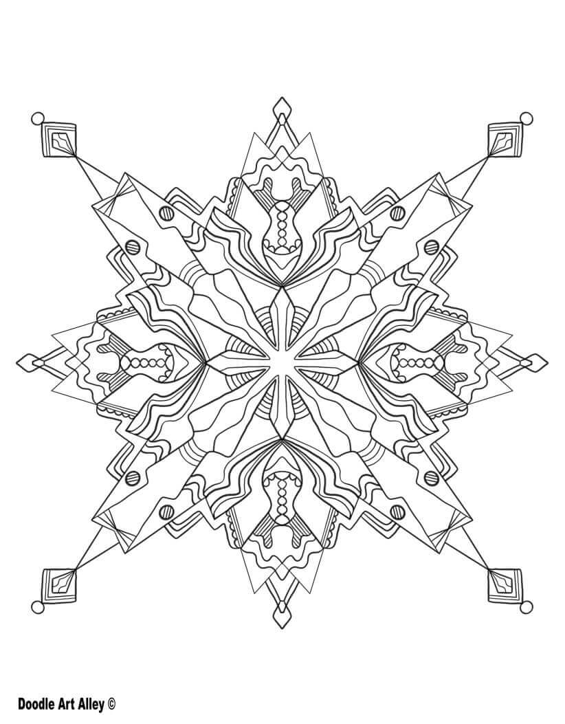 Snowflake Mandala 15th | snowman coloring pages | snowflake coloring pages free printable 