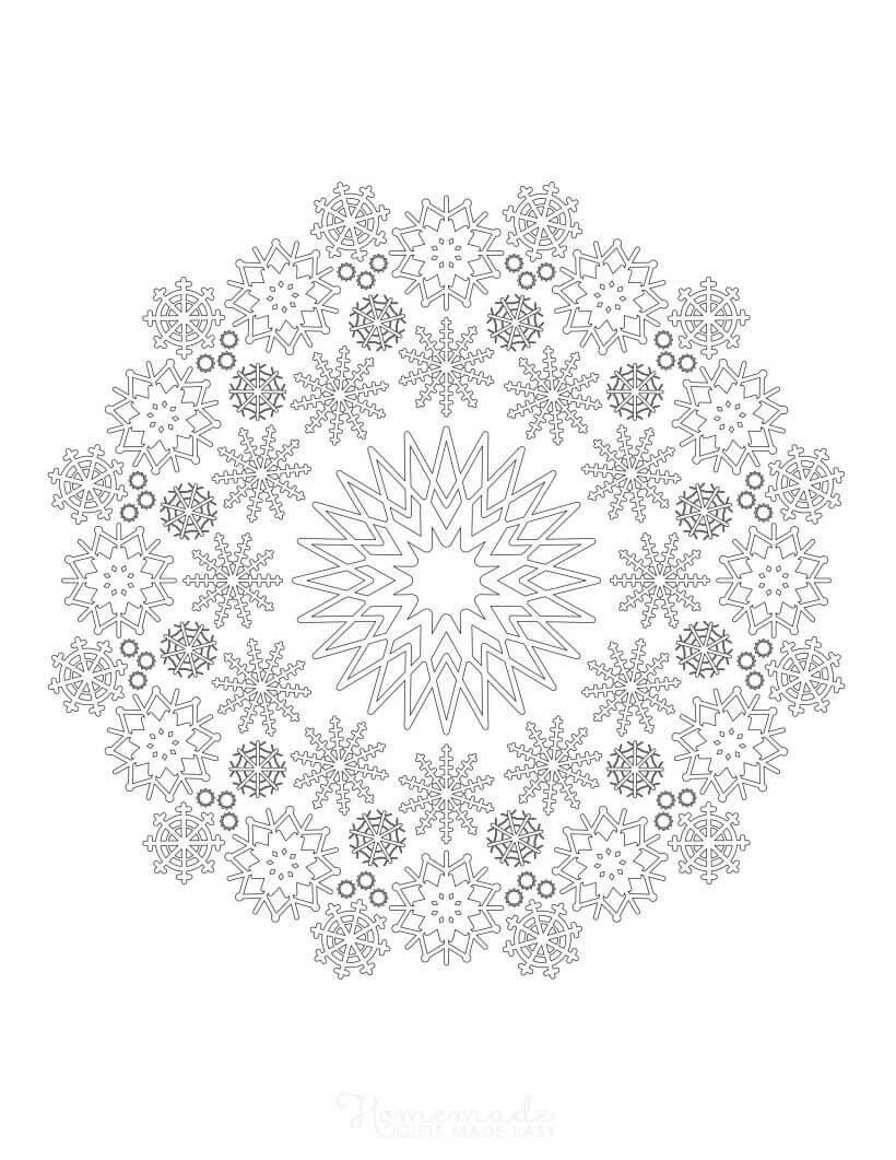 Snowflake Mandala 2nd | snowflake coloring pages images | snowflake template
