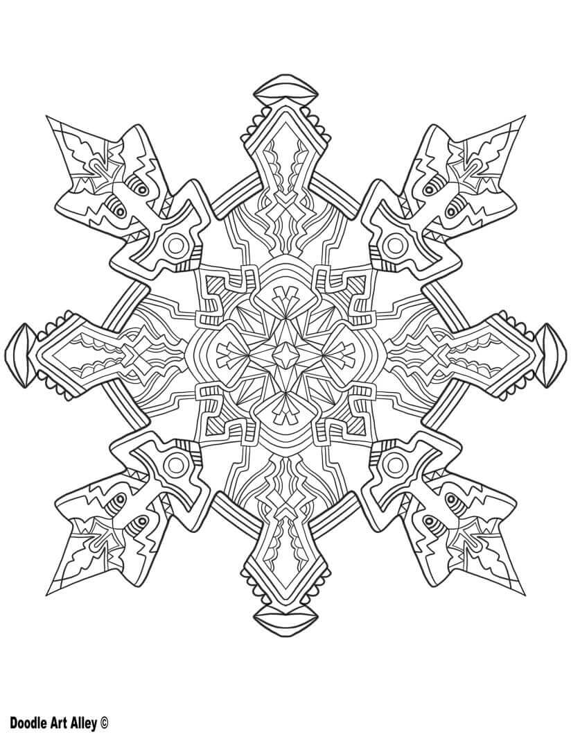 Snowflake Mandala 16th | unicorn coloring pages | snowflake coloring pages easy