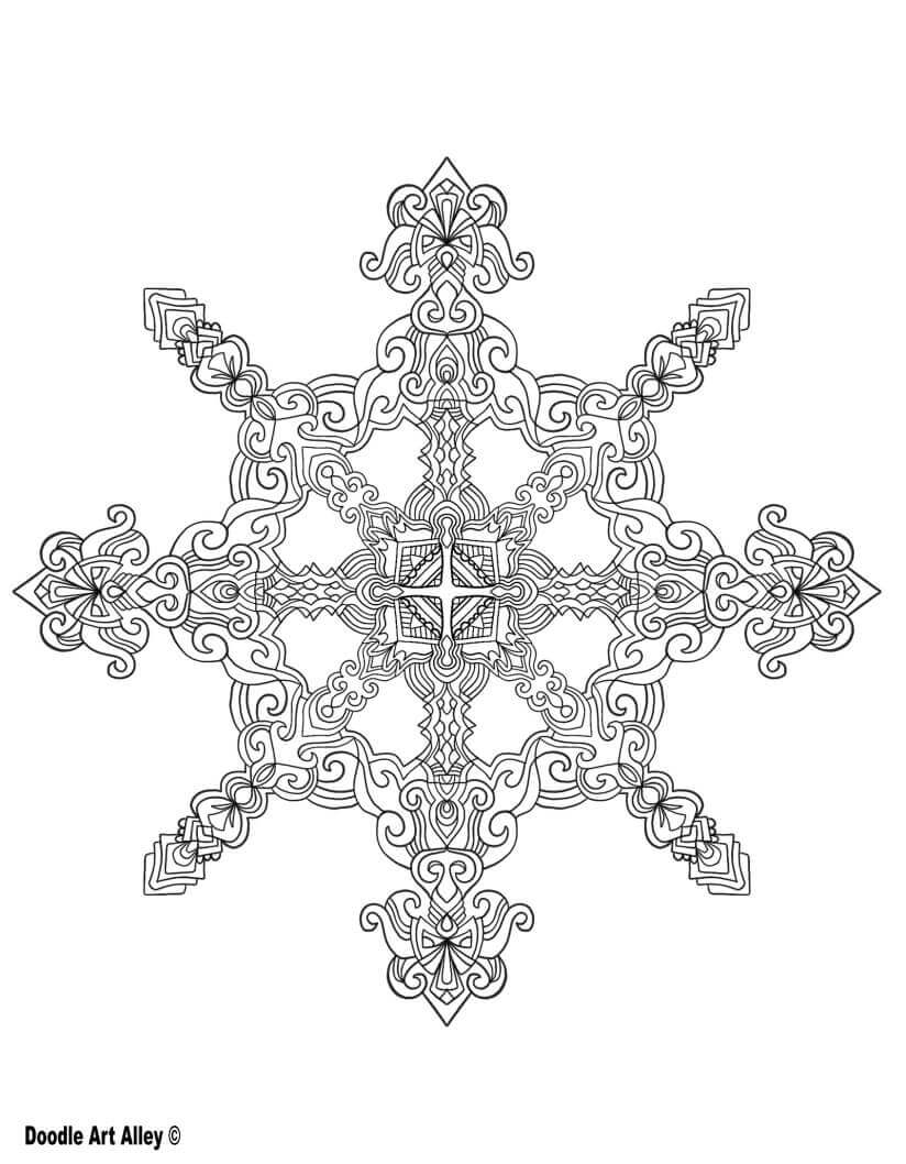 Snowflake Mandala 13th | snowflake bentley coloring pages | snowflake online coloring pages