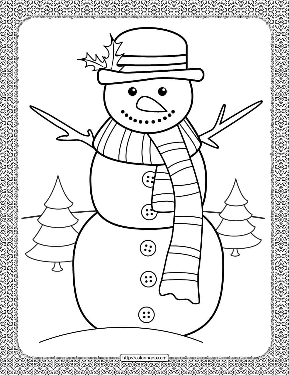 snowman and snowflakes coloring pages| snowman hat coloring pages | snowman and penguin coloring pages