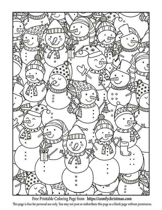 snowman coloring pages for adults | cute snowman coloring pages | winter coloring pages