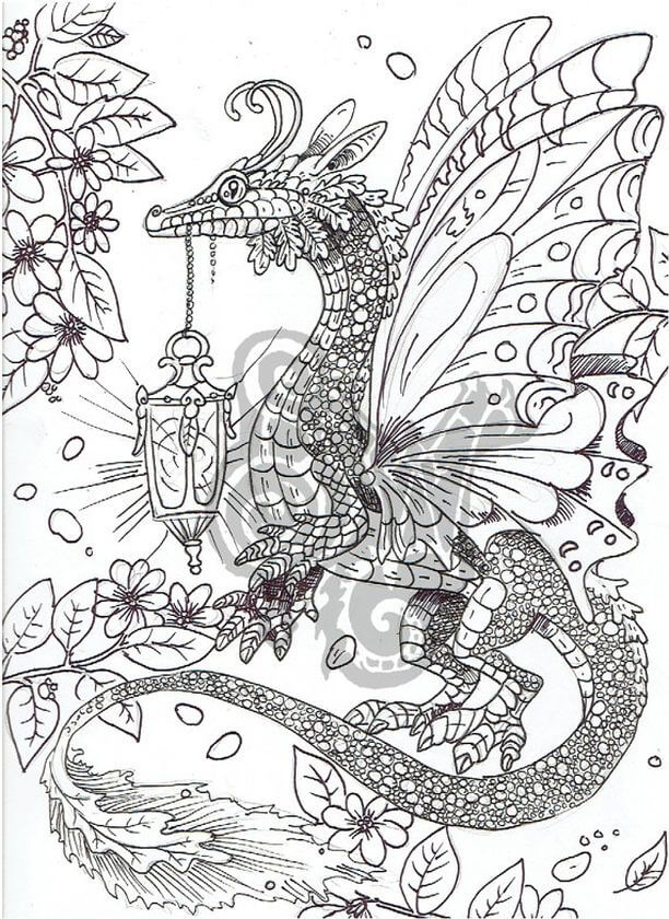 25 printable dragon coloring pages for adults happier human