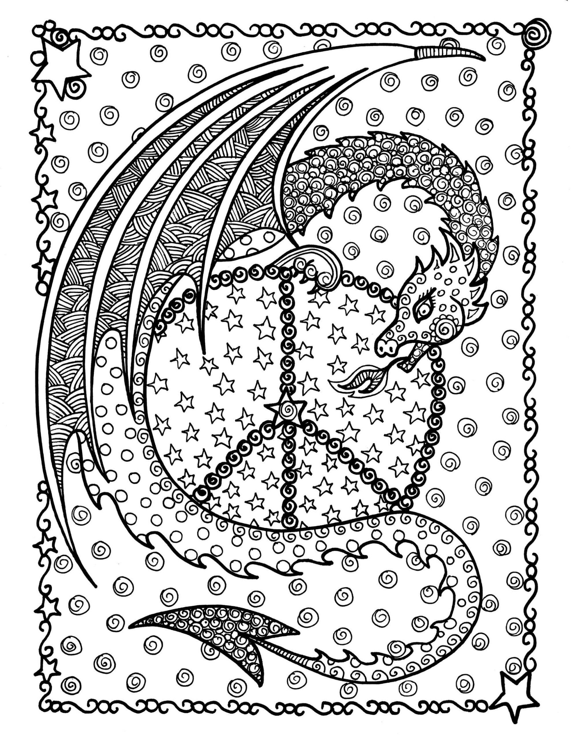 dragon mandala coloring pages | free printable dragon images | easy printable dragon coloring pages
