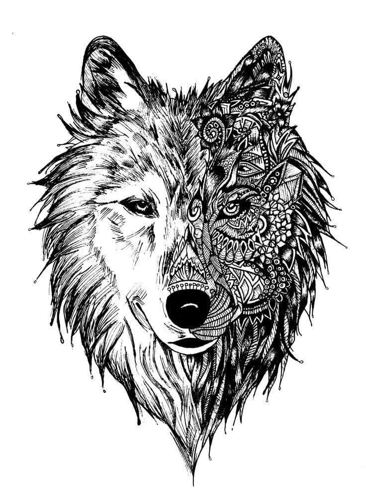 27 Wolf Coloring Pages for Adults in 2022 - Happier Human