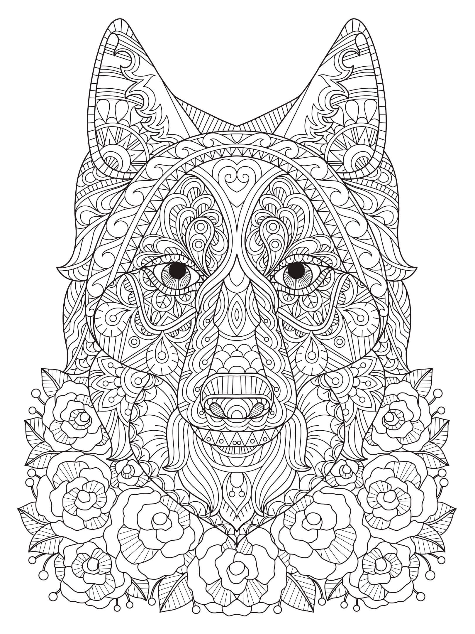 20 Wolf Coloring Pages for Adults in 20   Happier Human