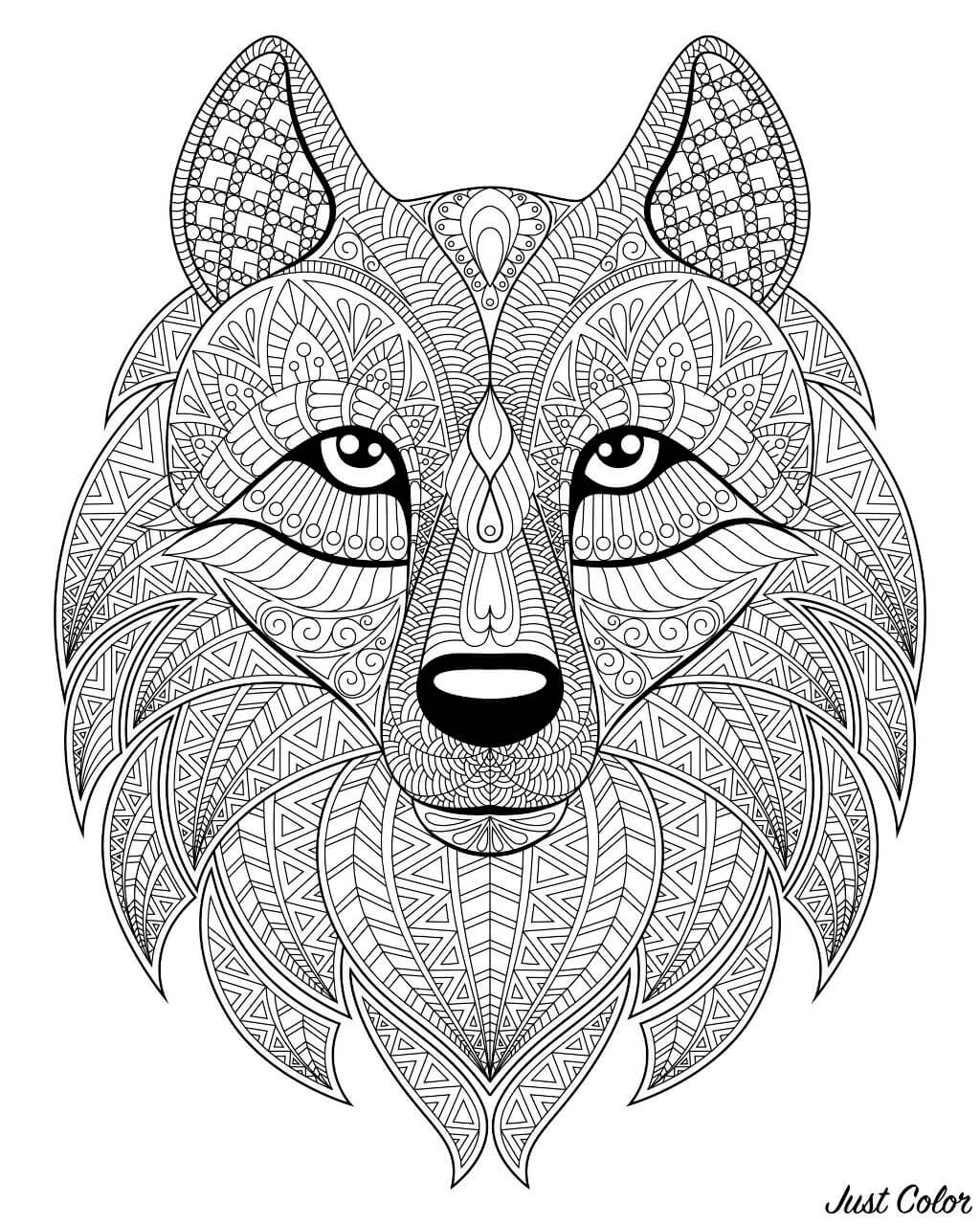 wolf coloring pages | wolf coloring pages printable | wolf mandala coloring page