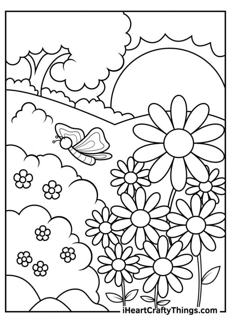 sunny day doodle coloring pages | summer coloring pages | sunny coloring pages
