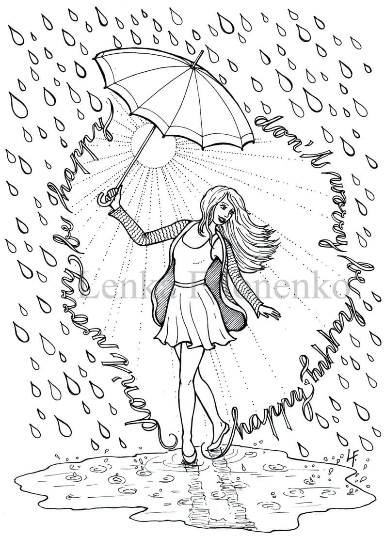 rainy day numbers | rainy day coloring pages for adults | rainy day list