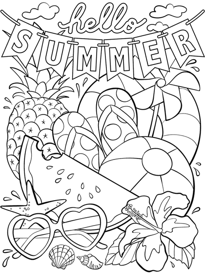 cute summer coloring pages | free summer coloring pages for adults | happy summer coloring pages
