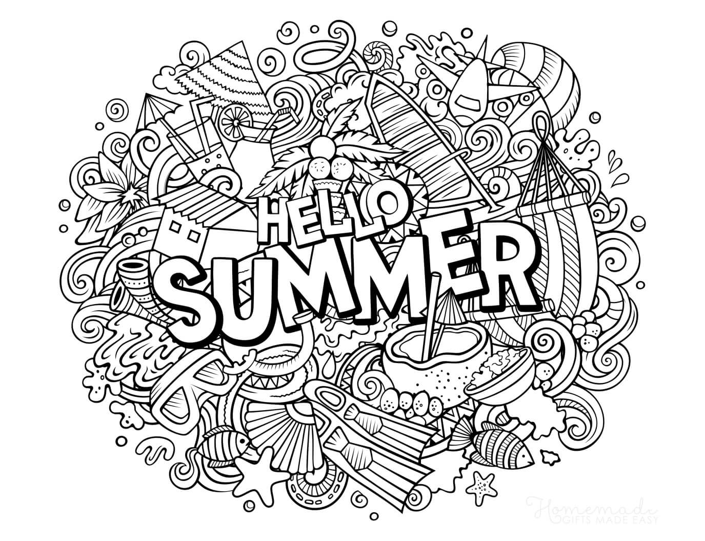 18 fun, free printable summer coloring pages for kids. Good ones!