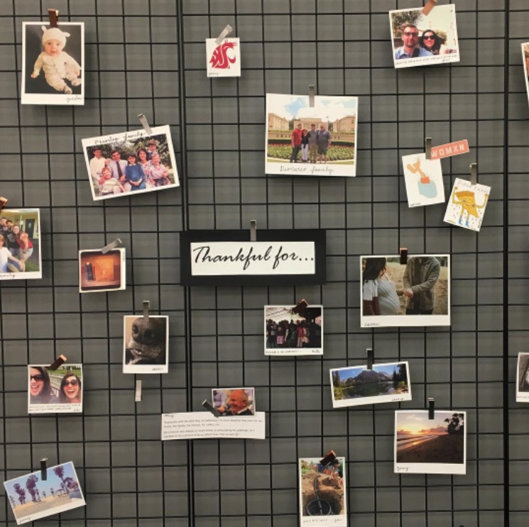 gratitude wall in the workplace | gratitude board at work ideas | family gratitude board