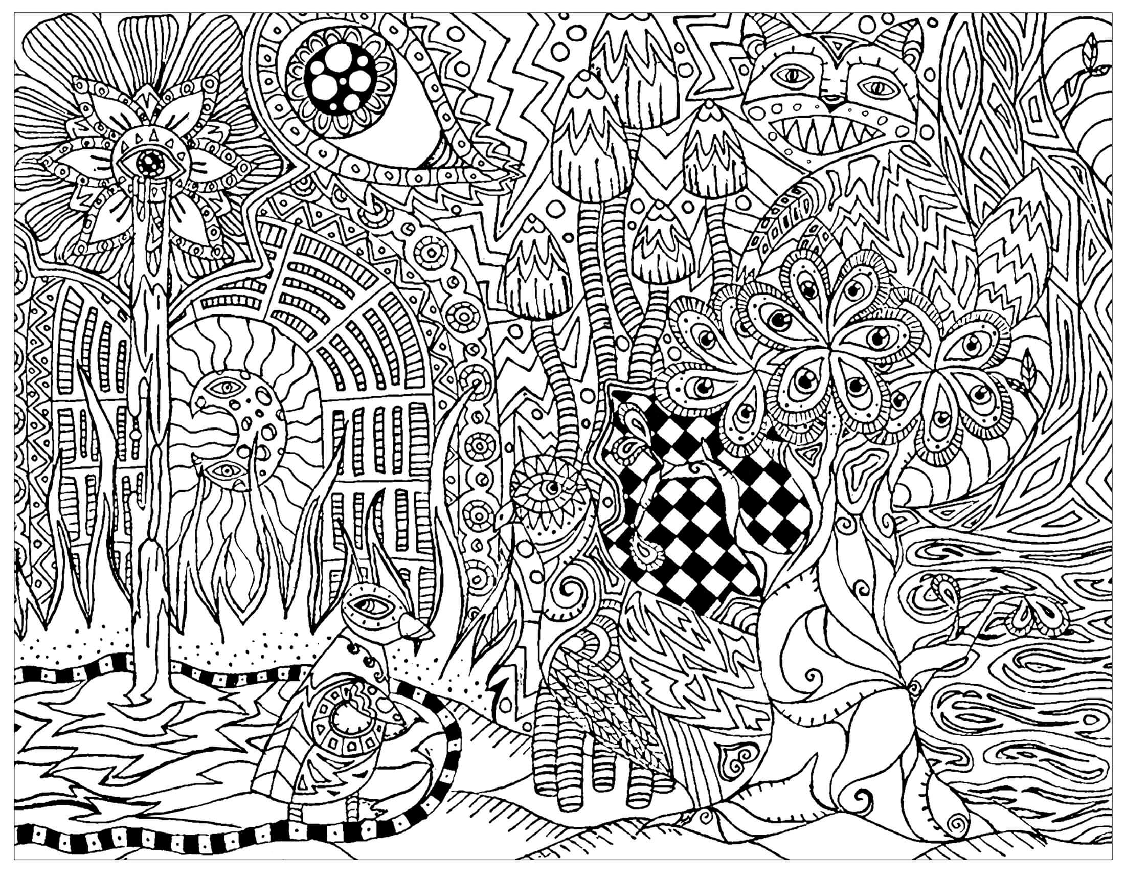 trippy coloring pages for adults | trippy coloring book | aesthetic trippy coloring pages