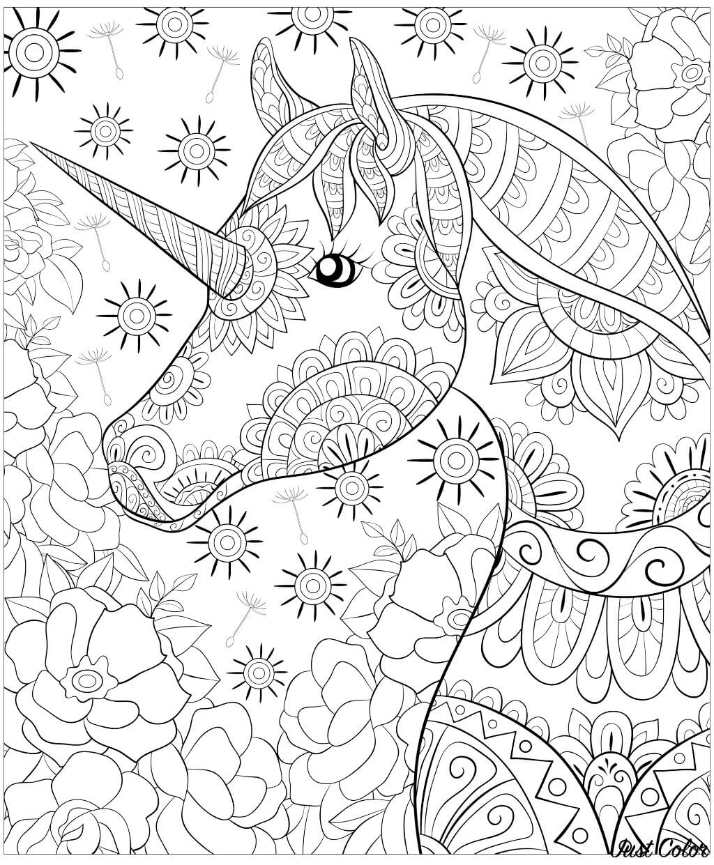 Printable Unicorn Coloring Pages Hard
