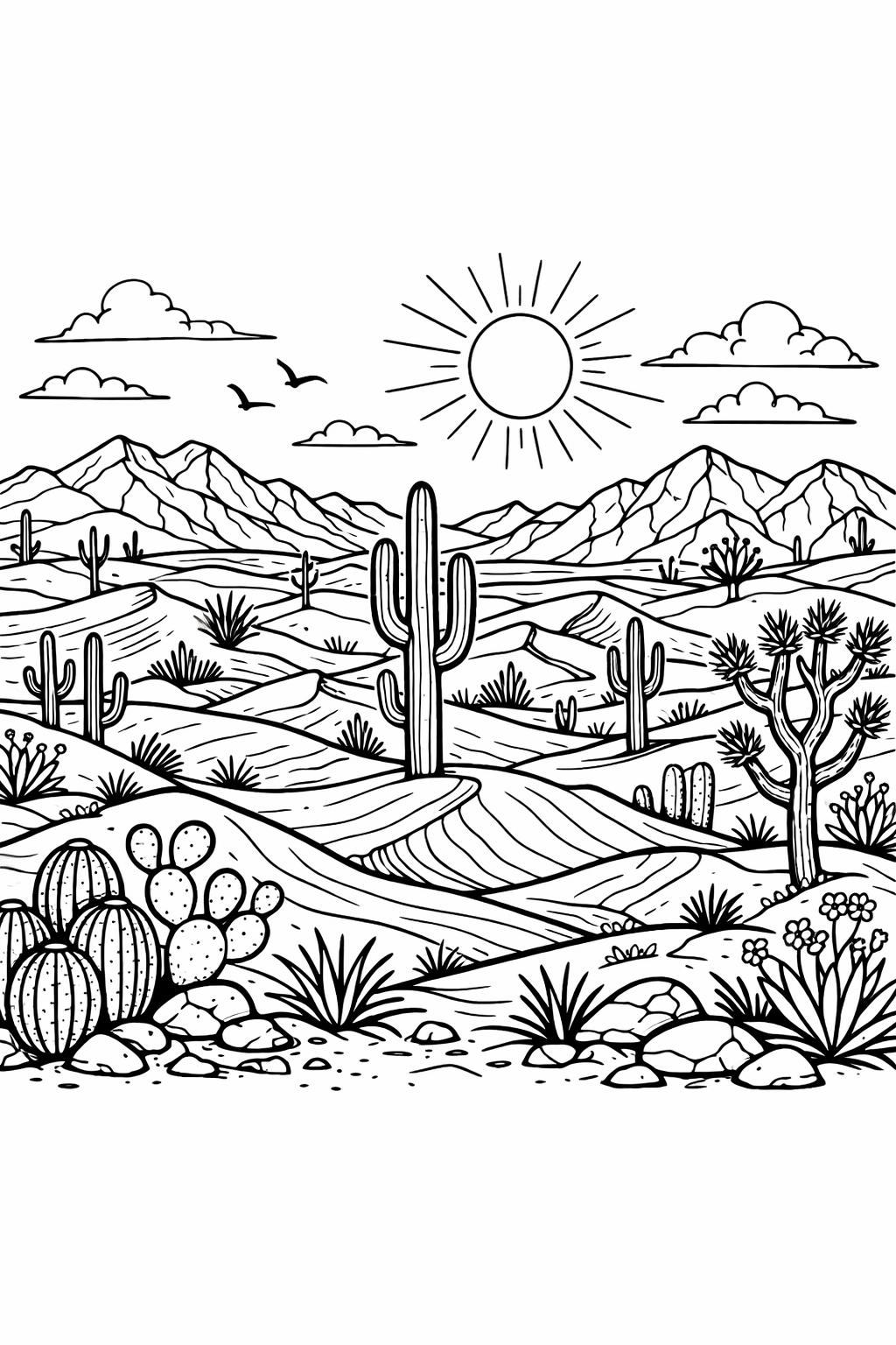 beach scenery coloring page | ocean view line art | relaxing coastal design