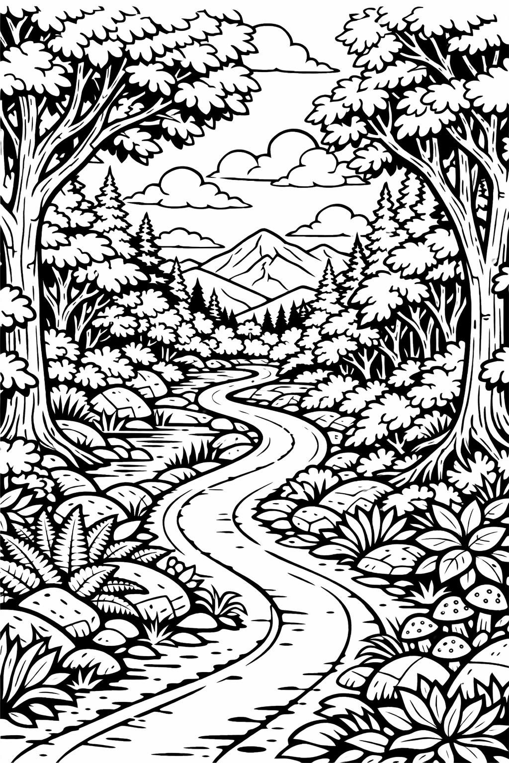 lake view coloring page | tranquil water scene | peaceful lakeside design