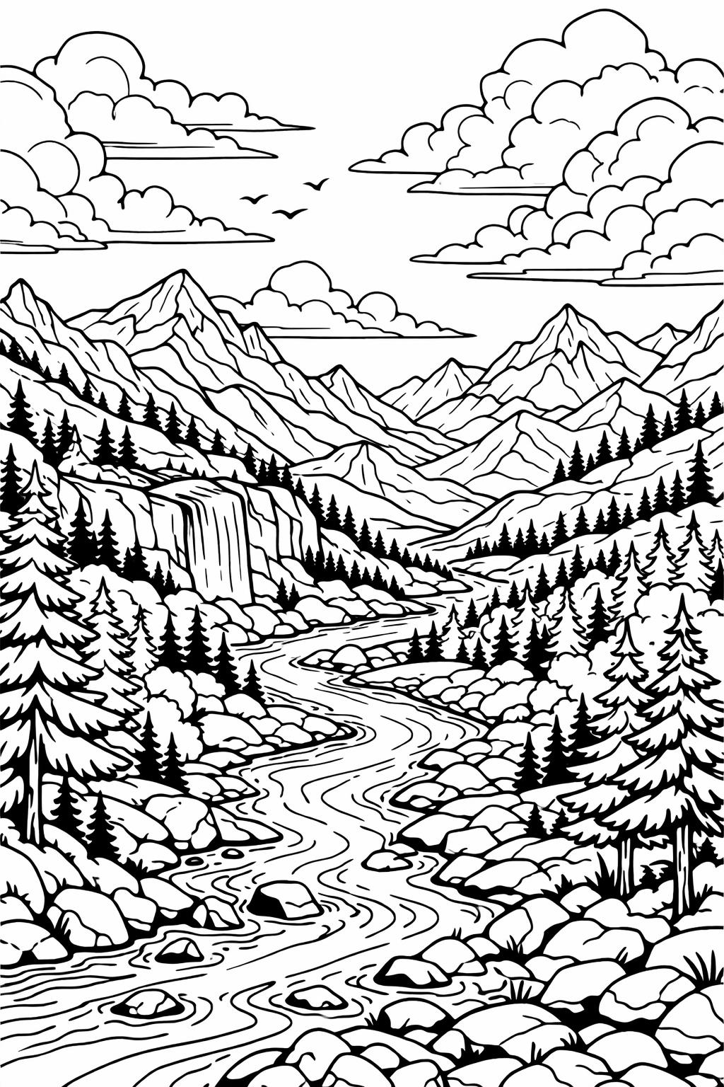 garden scenery coloring page | detailed garden view | relaxing outdoor scene
