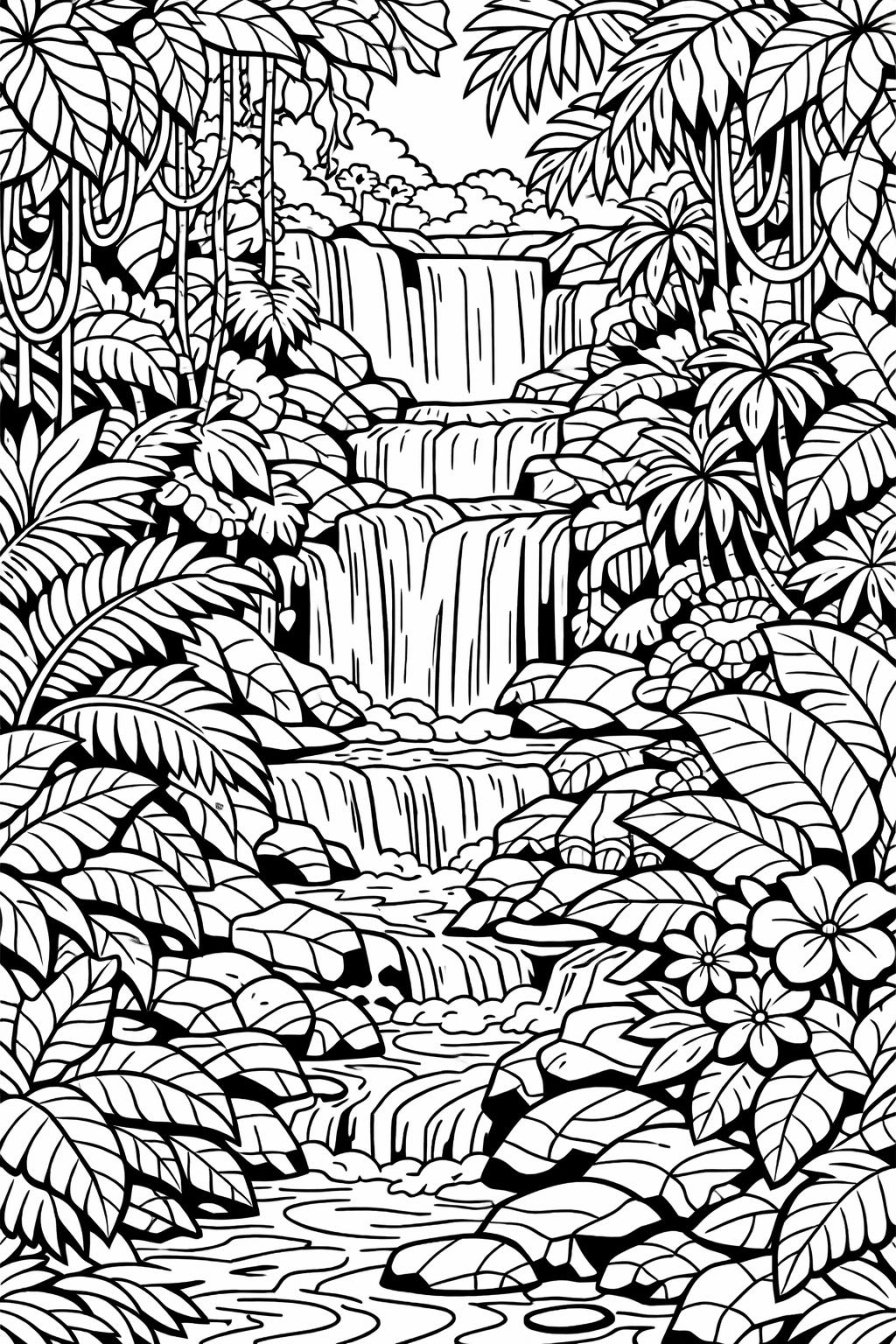 river scenery coloring page | flowing river landscape | relaxing water scene