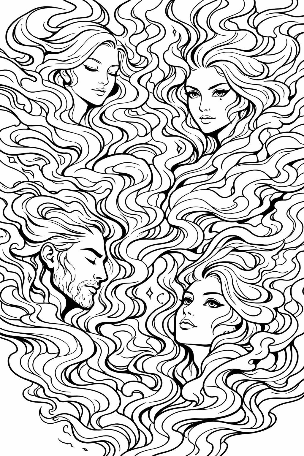 scenic adult coloring page | detailed landscape coloring sheet | relaxing nature scene