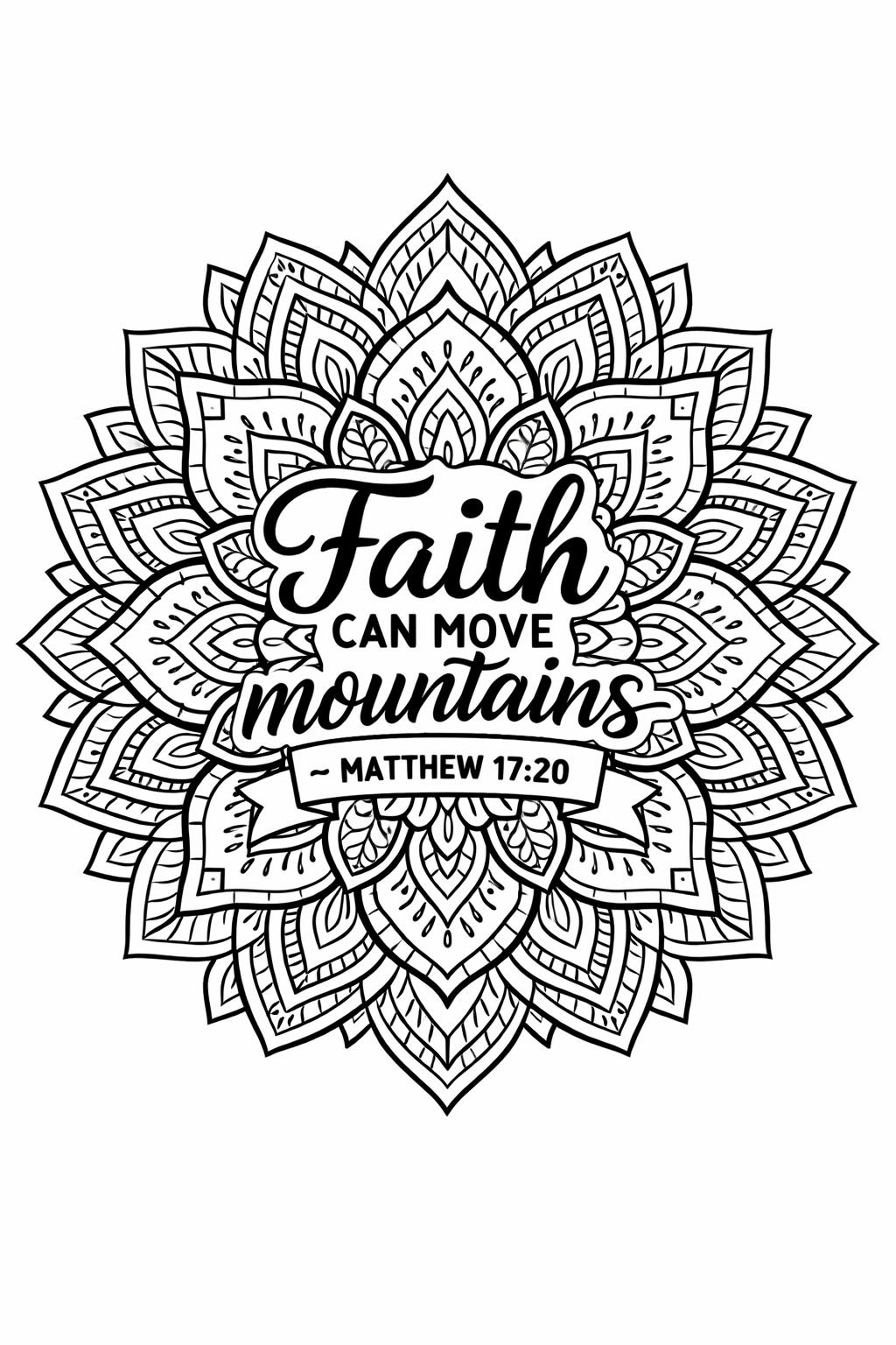 Bible verse coloring page with abstract patterns | Religious printable page | Adult scripture coloring sheet