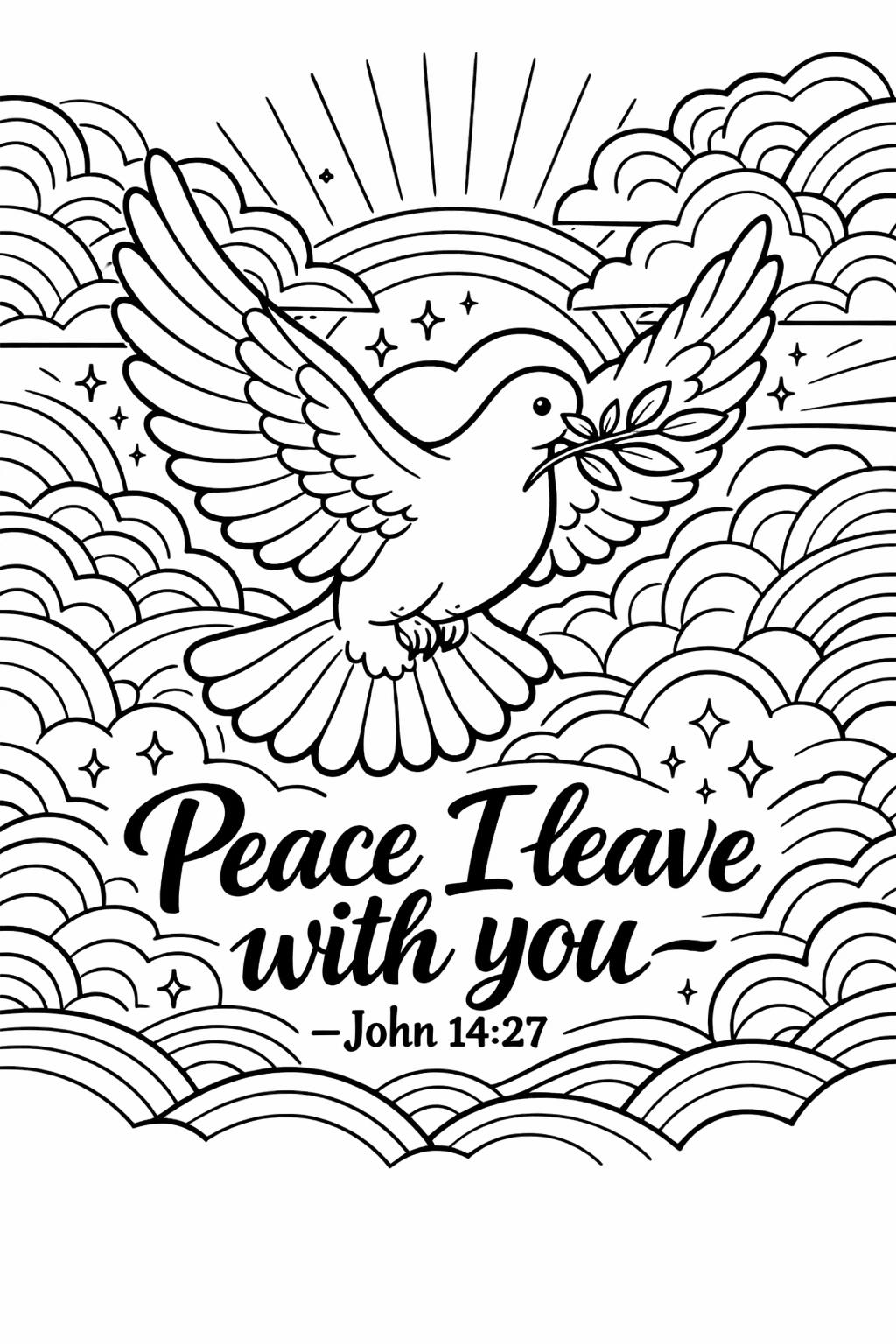 Scripture coloring page with heart and verse | Christian printable coloring page | Inspirational faith coloring sheet