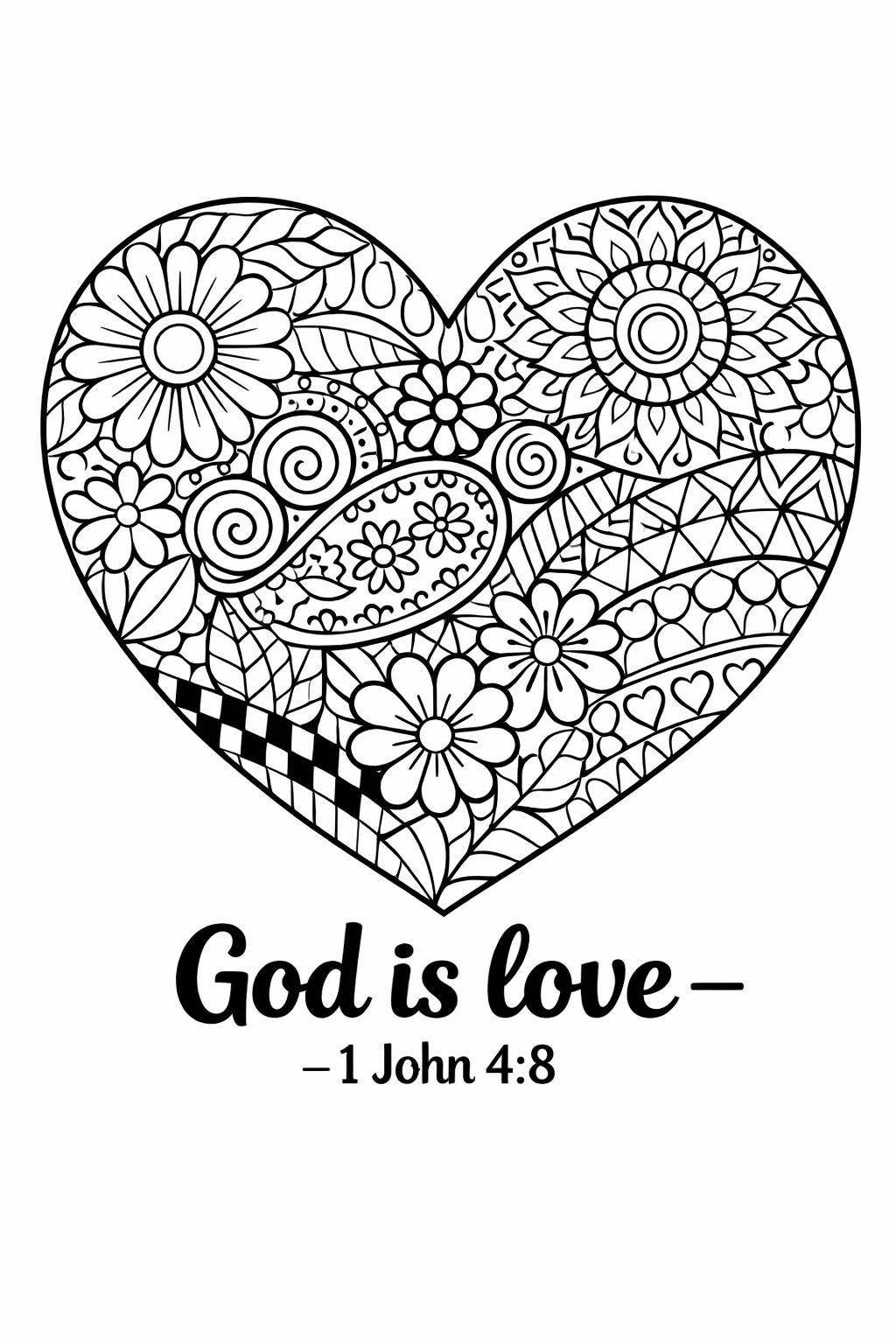 Scripture coloring page with floral wreath and verse | Christian inspirational coloring page | Faith themed coloring sheet