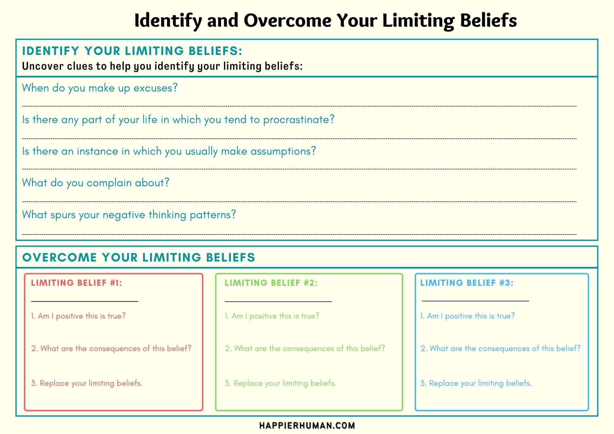 clearing limiting beliefs techniques | core beliefs worksheet | limiting beliefs assessment