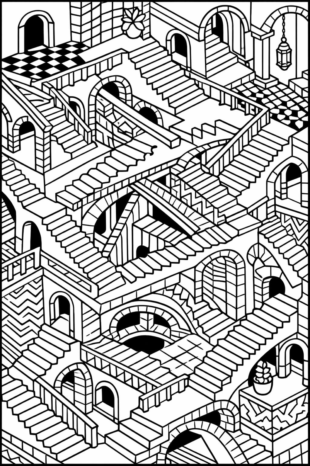 garden scenery coloring page | detailed garden view | relaxing outdoor scene