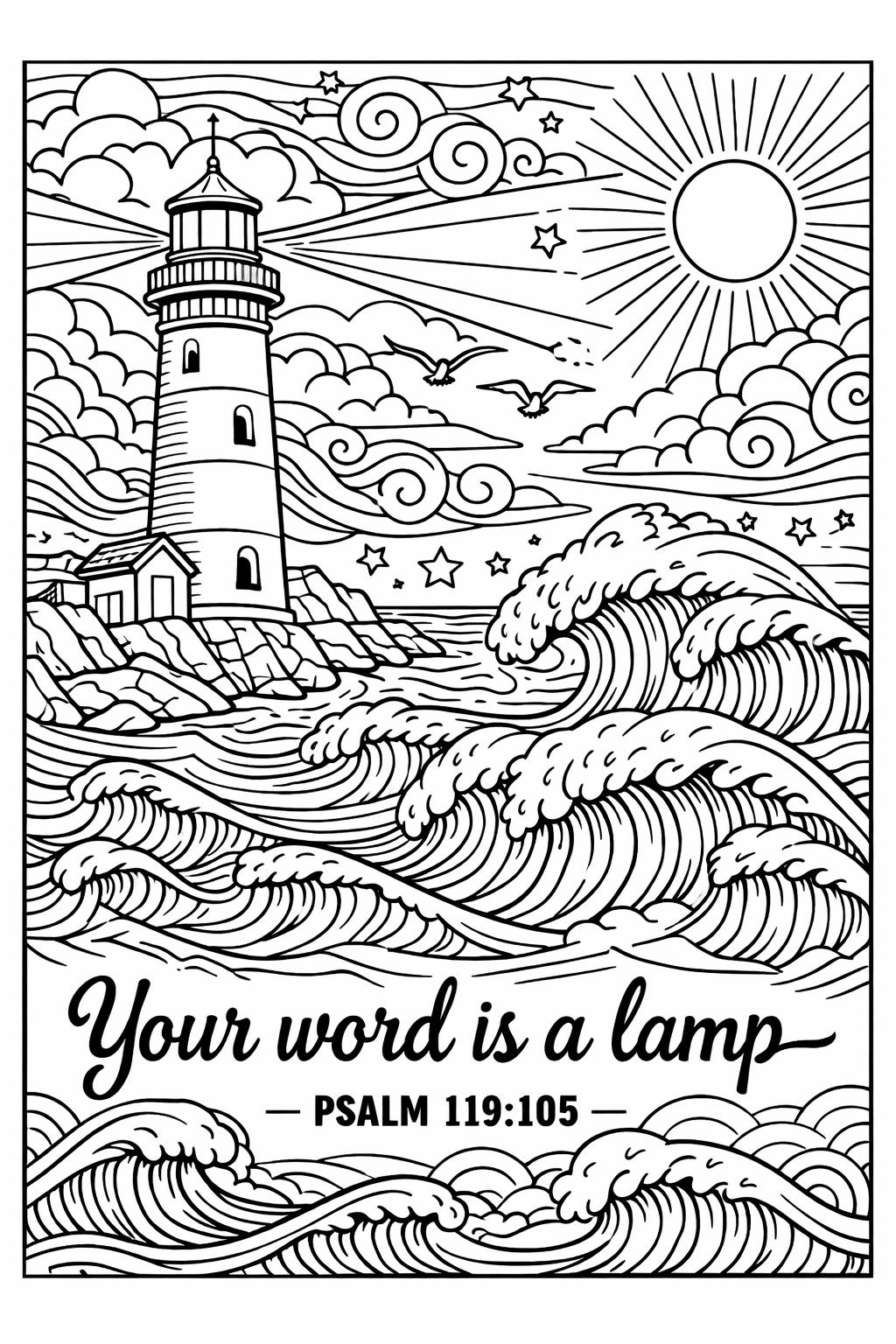 Scripture coloring page with elegant typography | Christian coloring sheet for adults | Faith inspired coloring page