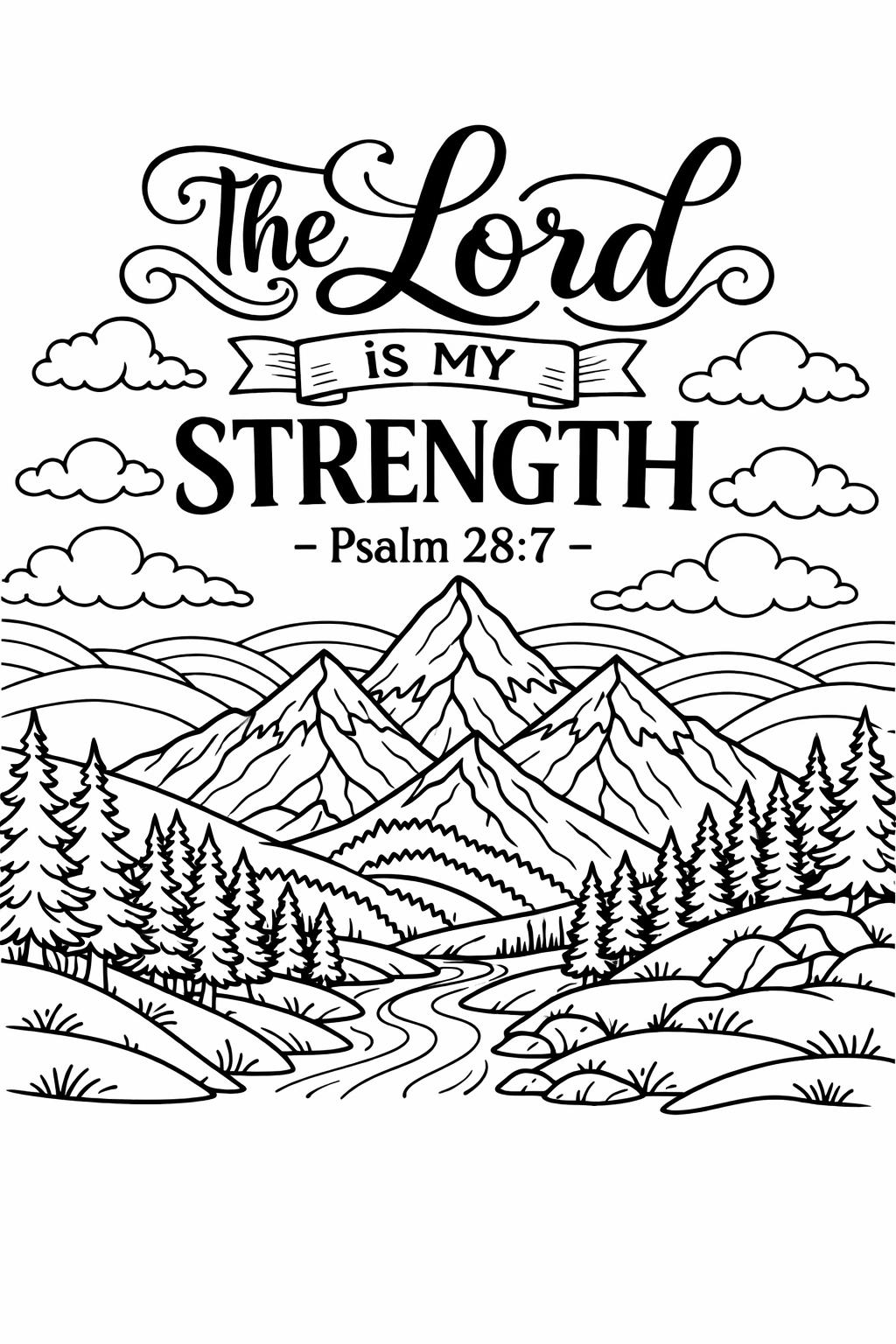 Scripture coloring page with decorative frame | Christian adult coloring page | Inspirational verse coloring sheet