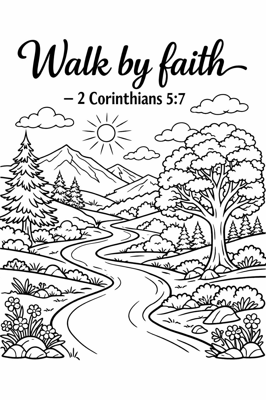 Bible verse coloring page with decorative border | Religious printable coloring page | Adult scripture coloring sheet