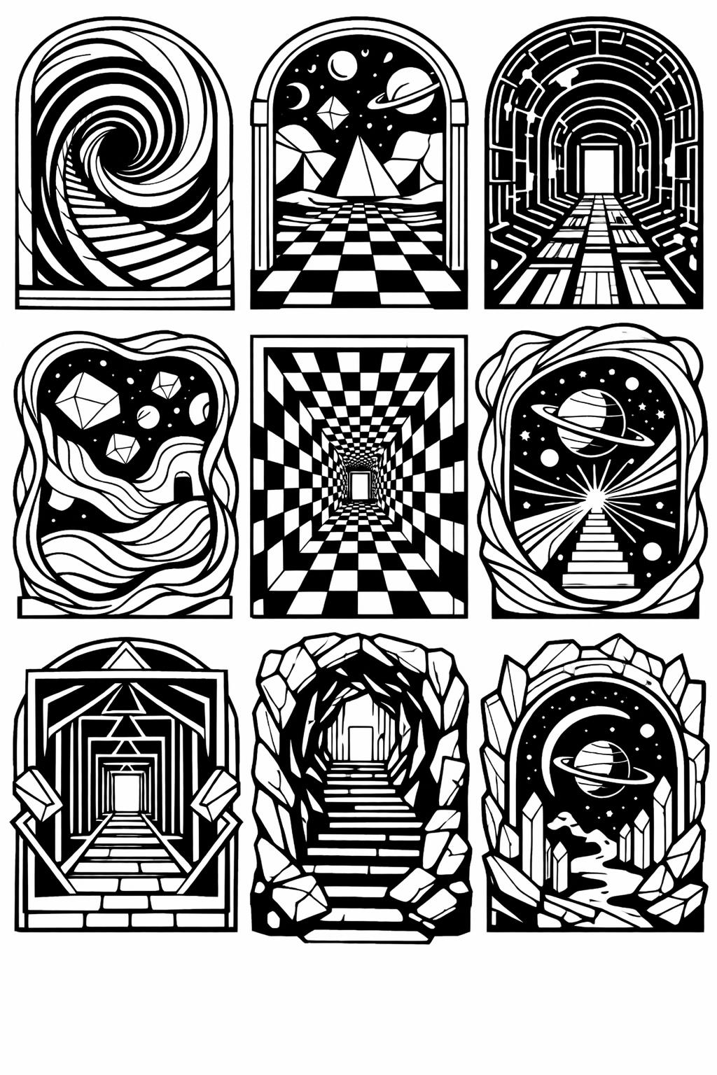 park scenery coloring page | trees and pathway design | calm park illustration